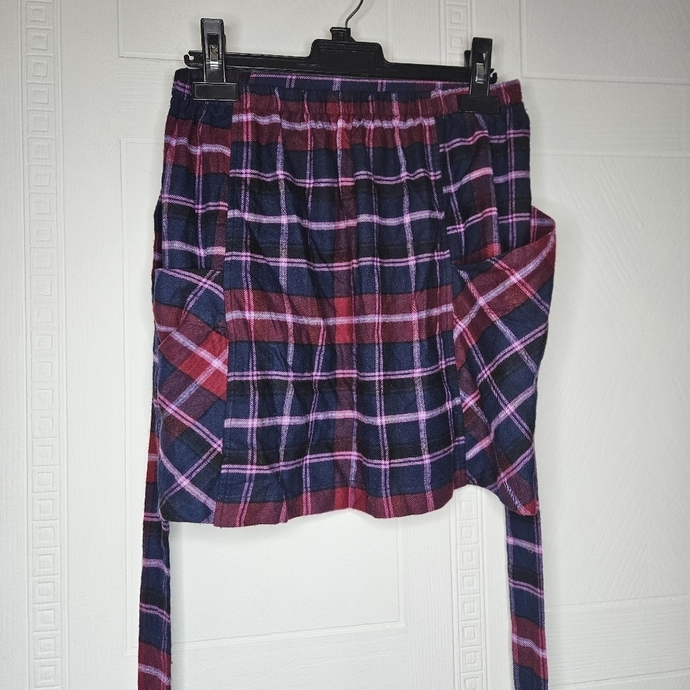 Urban Outfitters Cameron Flannel Tie Front Mini Skirt Plaid Navy XS Preppy - Picture 2 of 10